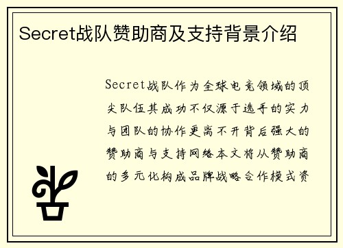 Secret战队赞助商及支持背景介绍