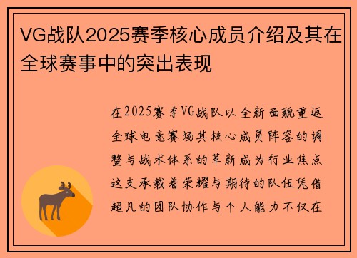 VG战队2025赛季核心成员介绍及其在全球赛事中的突出表现